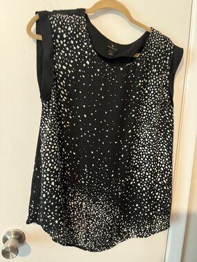 Worthington Black and cream Cap Sleeve Blouse SZ L